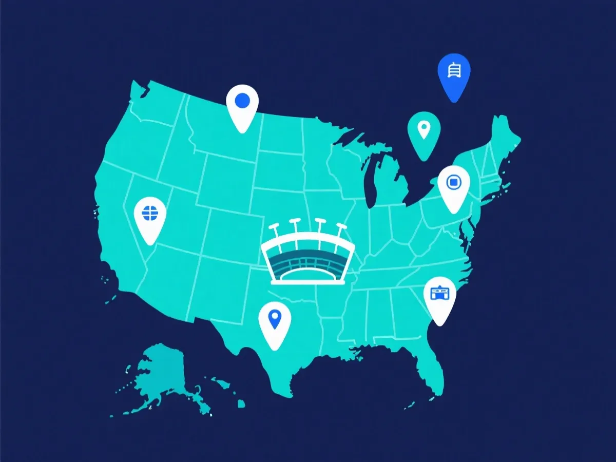 美加墨主办城市与场馆示意图